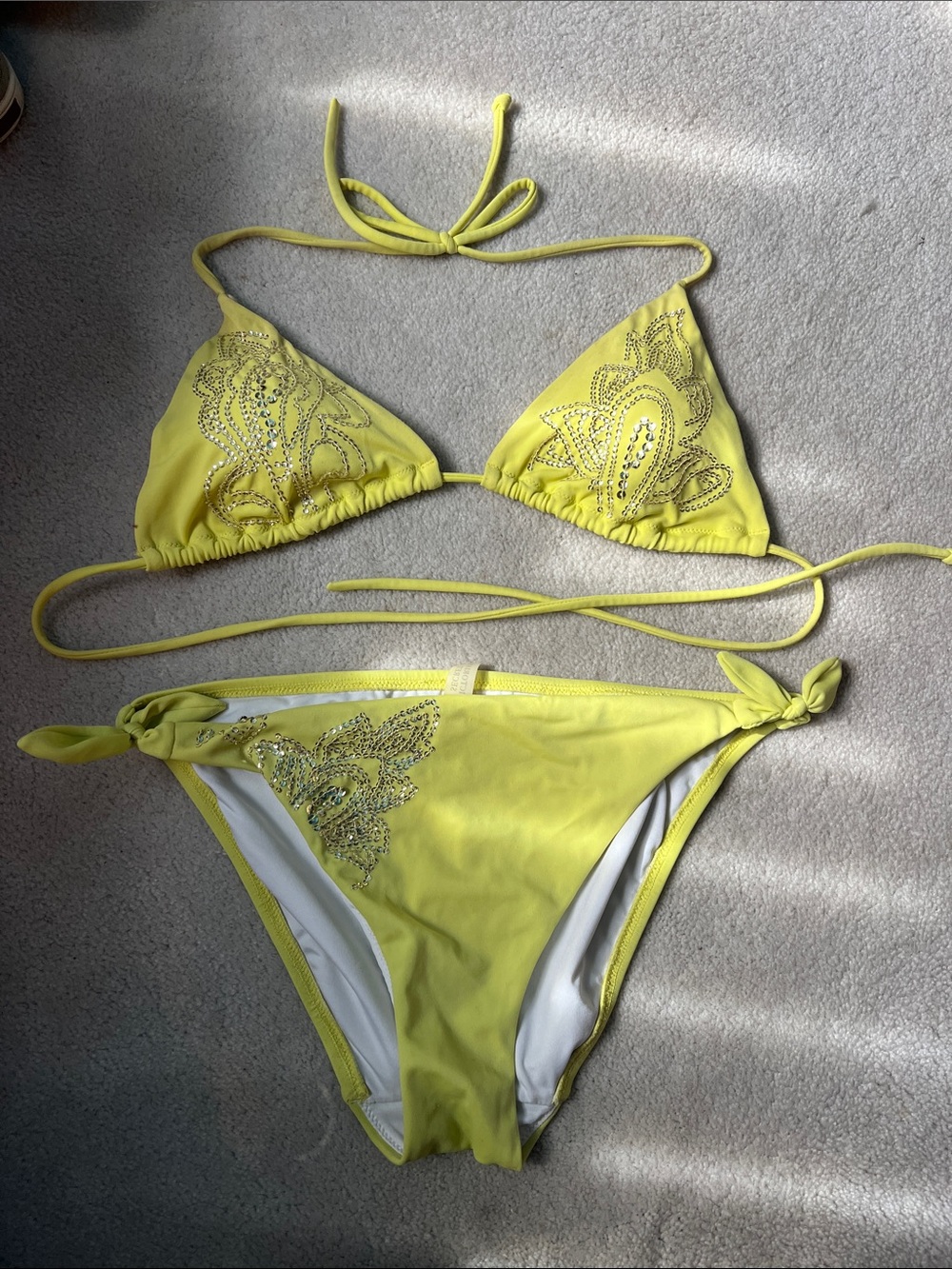 Victoria’s Secret Sequin Kiwi green bikini Sz M